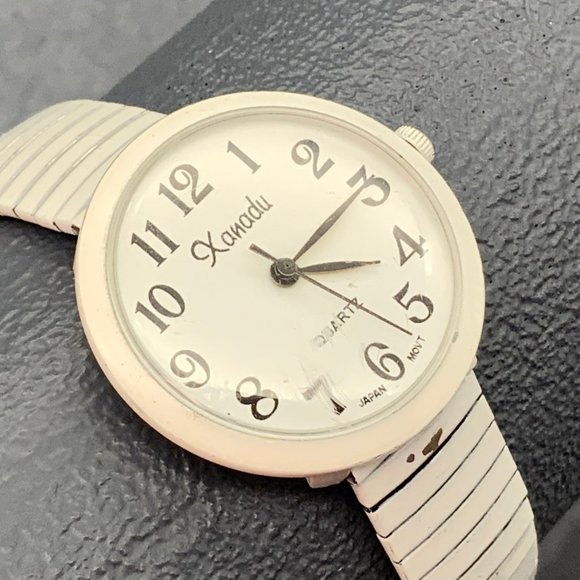 Xanadu Accessories Xanadu Ladies Watch White Enamel Stretch As Is